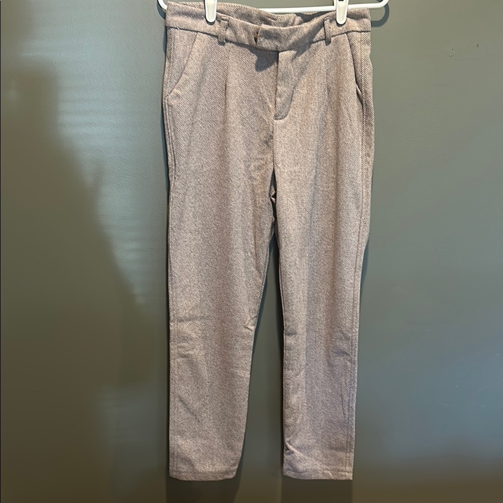 NWOT faux wool tan pattern tailored pants